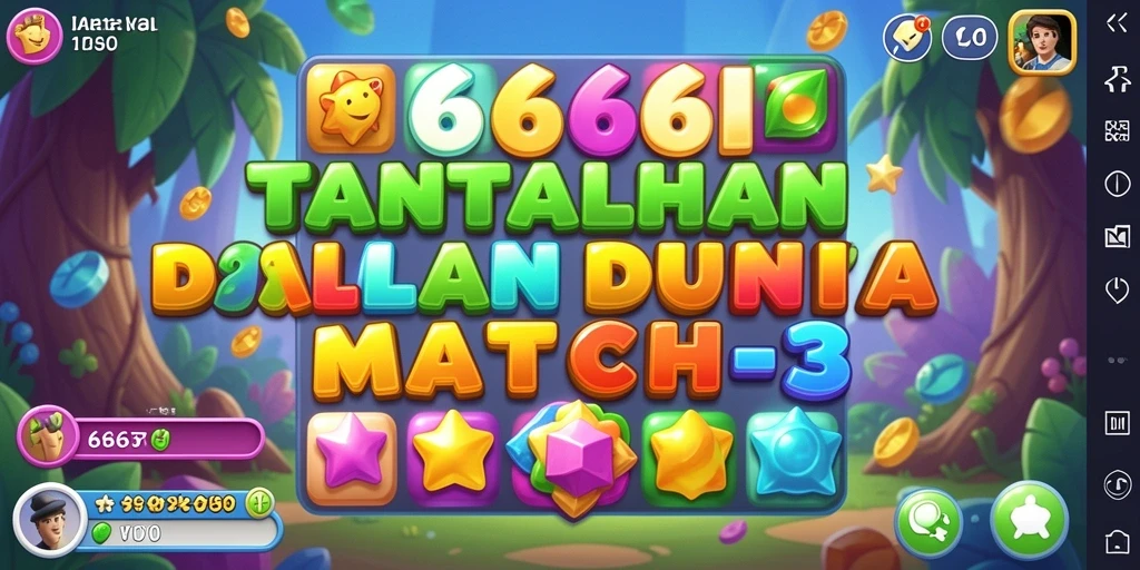 Tampilan gameplay seru dan colorful di 666I Match-3.