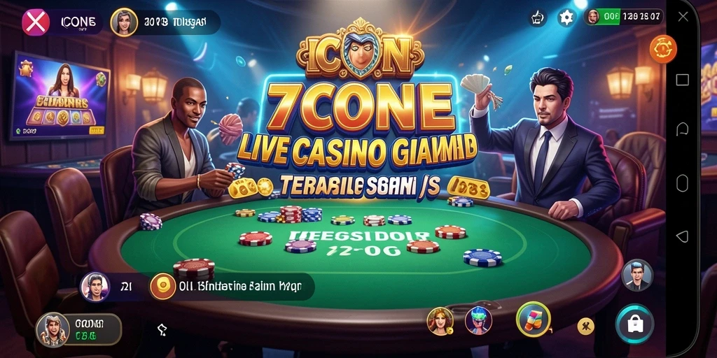 Screenshot gameplay 7CONE yang menampilkan dealer langsung dan interaksi nyata.