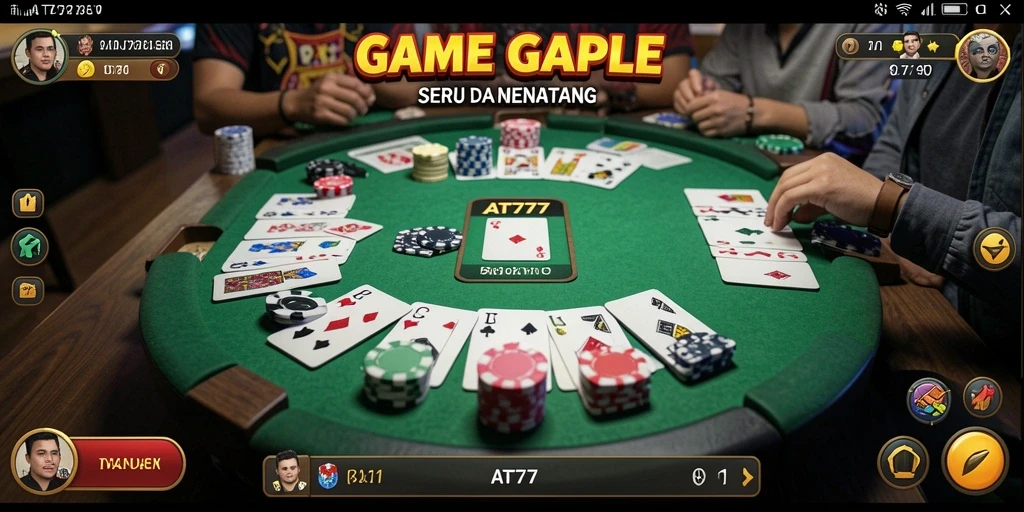 Screenshot gameplay gaple AT777 yang seru dan interaktif.