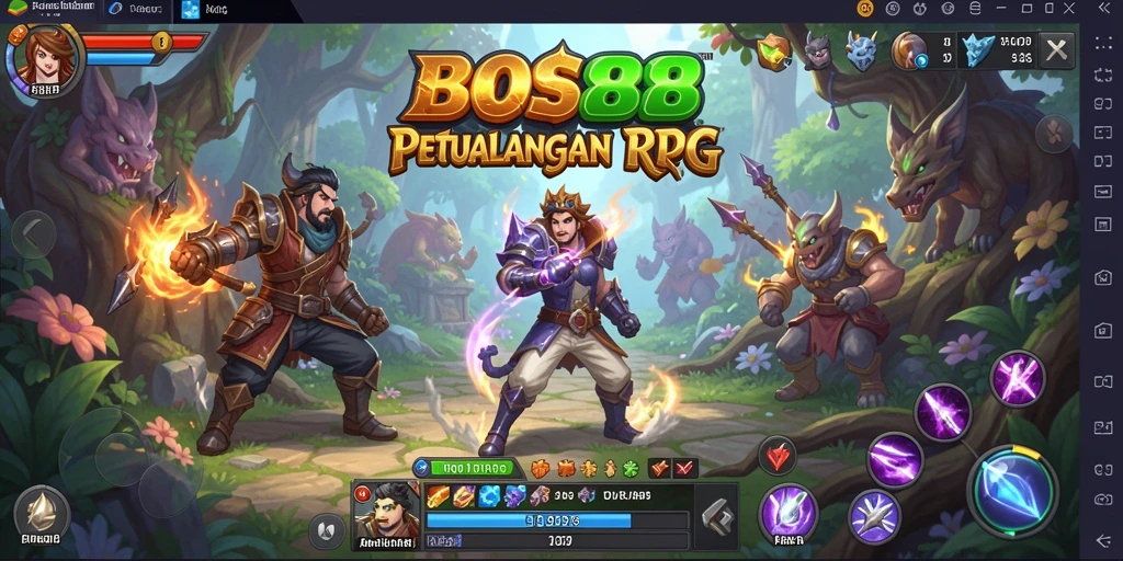 Screenshot utama BOS88 menampilkan pertarungan seru dalam dunia RPG.
