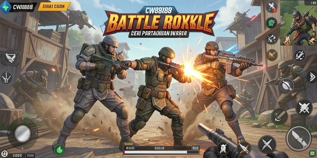 Screenshot gameplay CW8888 menampilkan aksi Battle Royale yang intens dan seru.