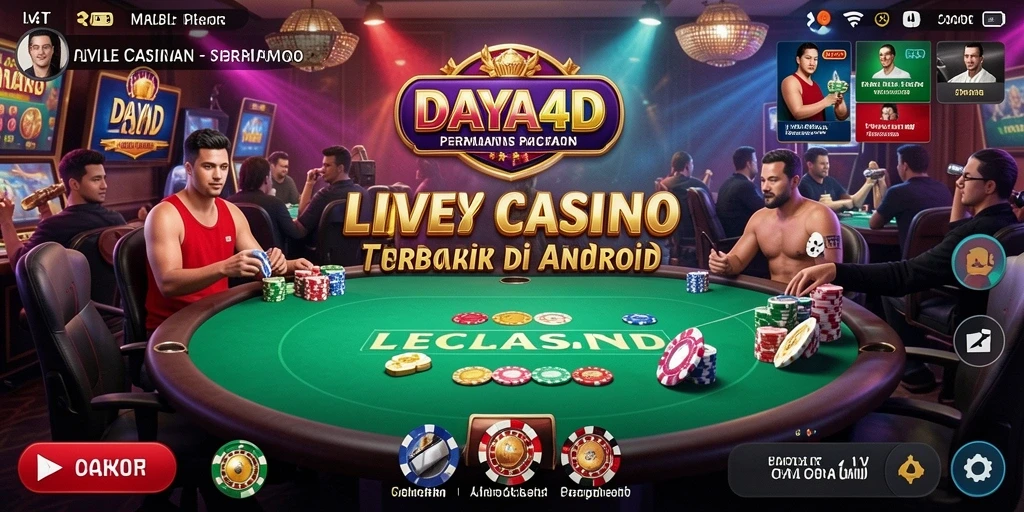 Screenshot utama DAYA4D menampilkan dealer langsung dan gameplay kasino yang mendebarkan.