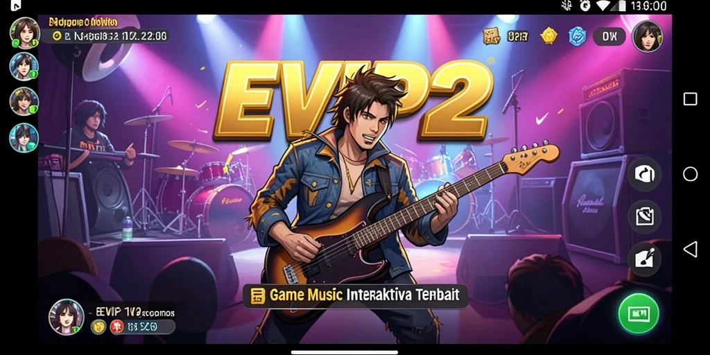 Tampilan gameplay EVIP2 dengan berbagai fitur musik menarik.