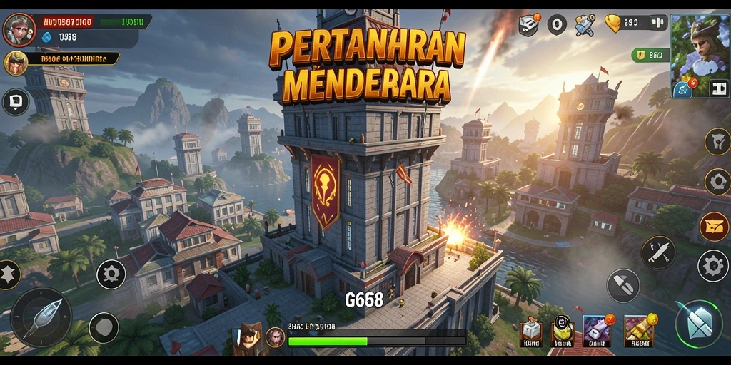 Tampilan gameplay G668 yang penuh aksi Tower Defense.