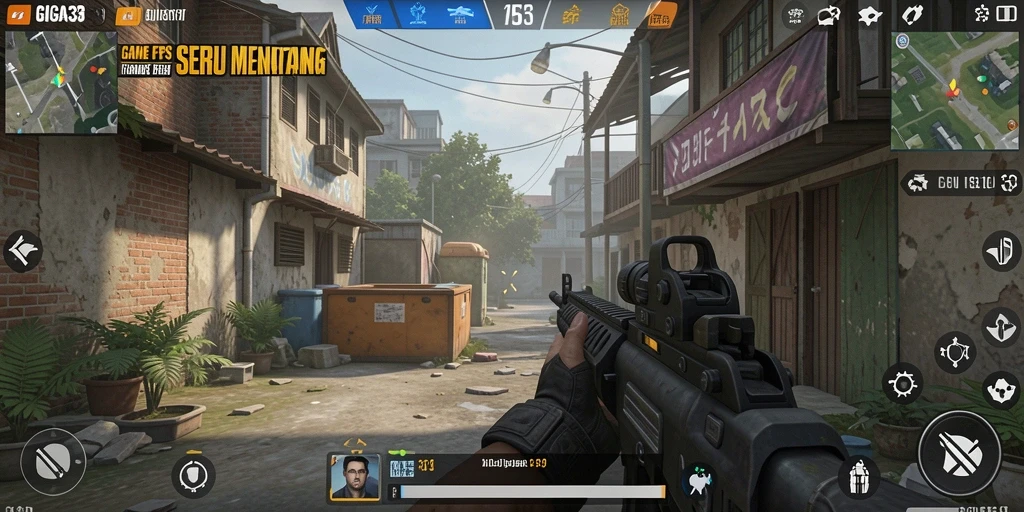 Tampilan layar permainan GIGA33 menampilkan aksi FPS yang mendebarkan.
