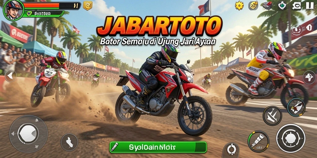 Tampilan gameplay seru balap motor di JABARTOTO.