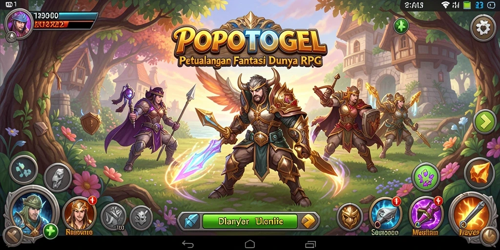 Screenshot dari gameplay RPG yang menampilkan pertarungan menarik di POPOTOGEL.