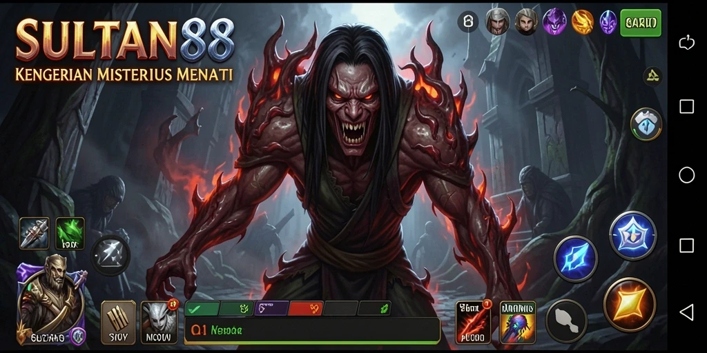Tangkapan layar gameplay menegangkan SULTAN88 dengan suasana horror yang kuat.