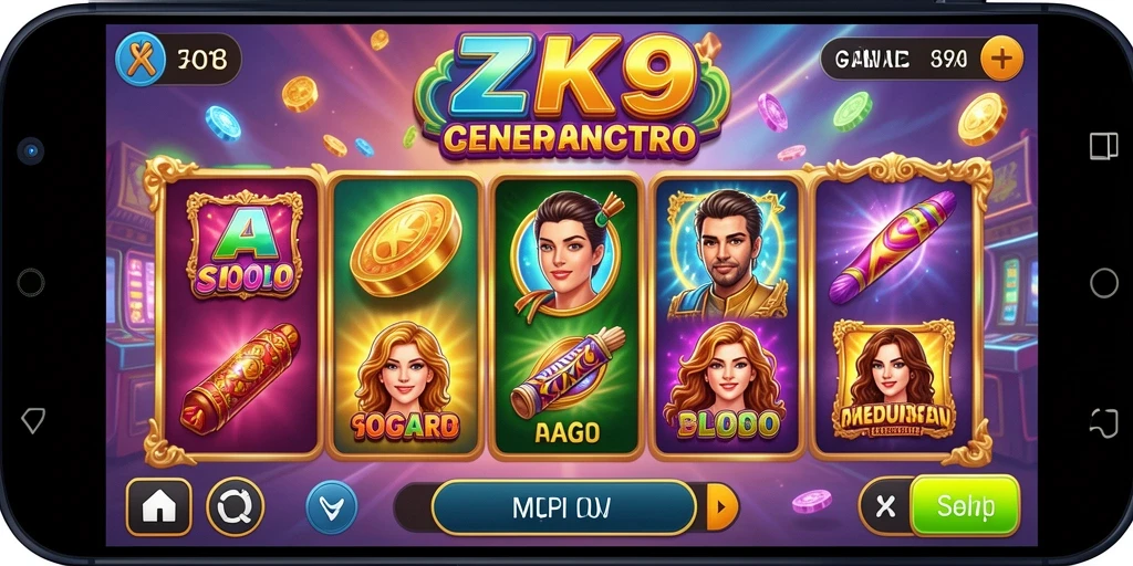 Tampilan gameplay menarik dari game Slot ZK9 dengan berbagai tema.